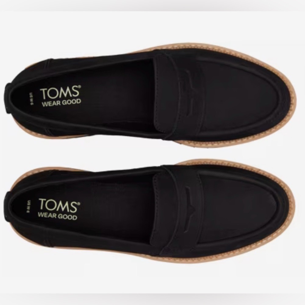 Toms Black Loafers with Chunky Tan Sole - Picture 3 of 13